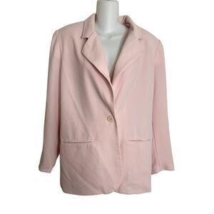 Karen Scott Blazer Jacket Womens Size 14 Pink One Button Lined Career Separates